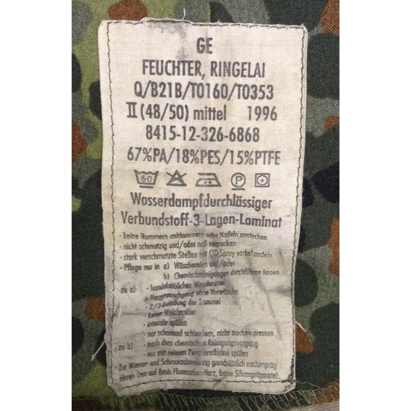 Vtg German Military Bib Pants Overalls Mn 48/50 Flecktarn Camo Canvas Combat 90s - Picture 10 of 10